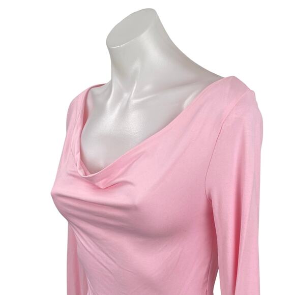 Edikted Rayna Women's Pink Cowl Neck Bell Sleeve Asymmetrical Hem Blouse Top XS - Picture 2 of 6